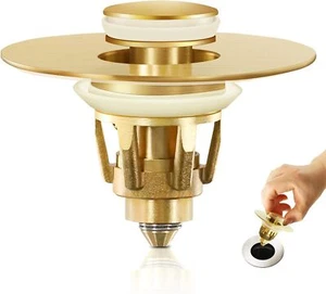 Gold Bathroom Sink Stopper,Pop Up Drain Stopper for Matte Brushed Finish - Picture 1 of 7