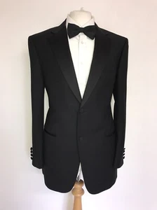 GIEVES & HAWKES - BLACK WOOL Dinner SUIT - 40 Reg - W34 L34 - STUNNING TUXEDO - Picture 1 of 11