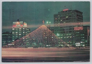 Kontinentale Postkarte Seoul Südkorea Rathaus bei Nacht Weihnachtsbaum - Bild 1 von 2