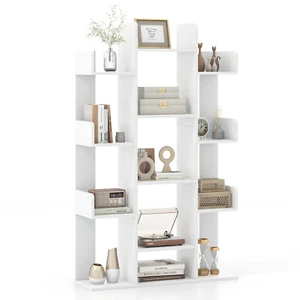 Bookshelf Tree-Shaped Bookcase w/13 Storage Shelf Rustic Industrial Style - Picture 1 of 10