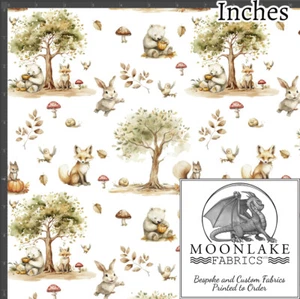 Cute Woodland Animals Autumn Tones 100% Quality Natural Cotton Fabric *Exclusive - Picture 1 of 3