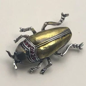 Unique Insect Beetle large Pin brooch Enamel on Metal - Picture 1 of 6