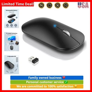 Portable Bluetooth Mouse with Rechargeable Battery & Three Connectivity Modes - Picture 1 of 10