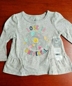 Camisa Bebé Niña Manga Larga, Carter's, Gris, Multicolor, 9 Mos - Imagen 1 de 4