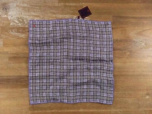ISAIA Napoli brown & lilac paisley & houndstooth print linen silk pocket square - Picture 1 of 4