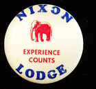 Political Pinback Button (62) 1960 Richard Nixon Henry Cabot Lodge  w/ Elephant