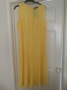 M&S ladies yellow linen mix sleeveless dress UK 14R Eur 42 BNWT - Picture 1 of 6