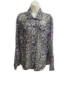 Chico’s 100 % Seide transparente Bluse Gr. 2 (L) Ärmel kurze Knopfleiste Boho kostenloser Versand - Bild 1 von 7