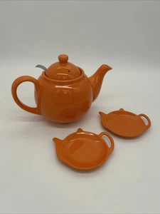 Price & Kensington Orange Teapot W/Infuser And Spoon & Tea Bag Rest Plates • UK - Picture 1 of 15