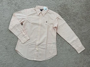 Neu mit Etikett Polo Ralph Lauren Damen LS Button-Down Oxford Hemd PINK/WEISS gestreift 8 - Bild 1 von 8