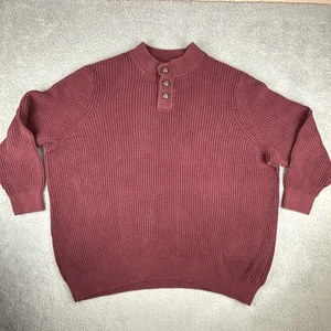 Oak Hill Herren Pullover Grobstrick 6XL Burgund Maroon Braun Knöpfe Preppy - Bild 1 von 22