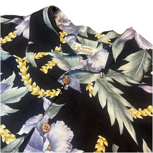 Tommy Bahama 100% Silk Men’s Black/Green/Blue Floral Short Sleeve Size Large - Picture 1 of 7