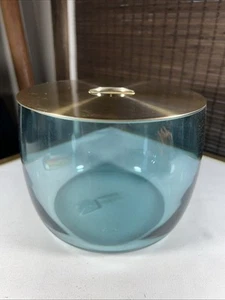 Crate And Barrel Glass Orb Aqua Ice Bucket With Metal Lid Poland Aaron Probyn - Picture 1 of 7