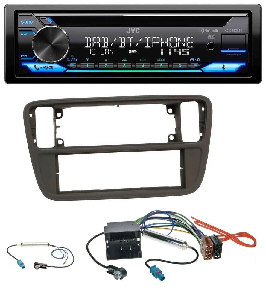 JVC Bluetooth MP3 USB DAB CD Autoradio für Seat Mii Skoda CitiGo 2011-2016 schwa - Bild 1 von 4