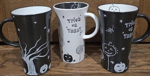 3er Set Starbucks 2007 Trick or Treat 14 Unzen Becher Kaffeetassen schwarz und weiß EUC - Bild 1 von 13