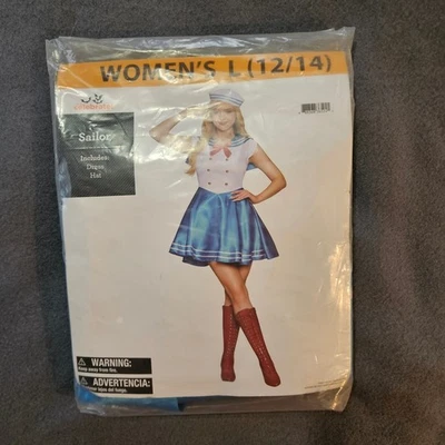 Celebrar Mujer Marinero Disfraz Vestido Sombrero Halloween Fiesta Náutica L 12 14 Foto 1 de 4