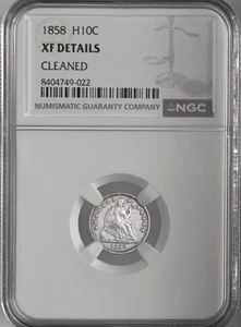 1858  H10C LIBERTY SEATED HALF DIME  NGC XF DETAILS "CLEANED" #8404749-022 - Picture 1 of 4