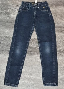 Justice Röhrenjeans Mädchen Größe 10 dunkelblau Knopfleiste Reißverschluss Taschen - Bild 1 von 17