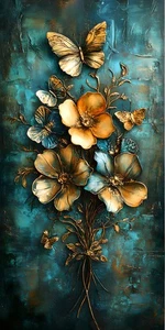 Vintage Flowers And Butterflies Home Decor Wall Art Poster Print Painting Canvas - Picture 1 of 8