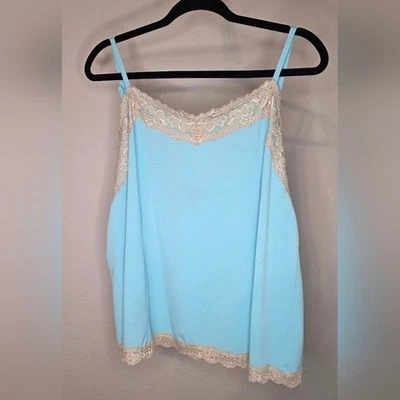 Lane Bryant Lace Trim Cami Tank Top Aqua Blue Size 18/20 Y2K - Image 1 of 4