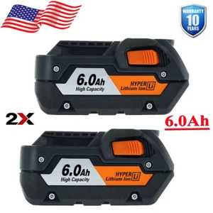 2pcs 18V 6.0Ah Li-Ion Replacement Battery for RIDGID 18Volt Drill R840087 R84008 - Picture 1 of 12
