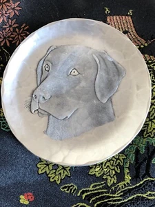 Vintage Wendell August Forge Aluminum Coaster dogs Labrador coaster hand made  - Picture 1 of 3