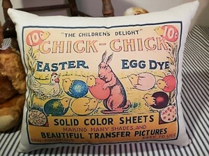 OLD ANTIQUE VINTAGE PRIMITIVE VICTORIAN STYLE EASTER CHICK CHICK EGG DYE PILLOW - Picture 1 of 7