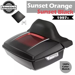 Sunset Orange/Sunset Black Rushmore King Tour Pack Pak For 97+ Harley/Softail - Picture 1 of 13