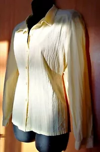 VINTAGE 80s HANDMADE Pale Yellow Bohemian Blouse - Shipped from UK - Foto 1 di 2