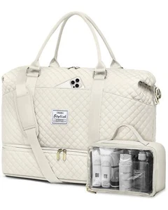 Women's Weekender Travel Duffel Bag w/ Shoe Compartment Large Carry-On Tote - Picture 1 of 7