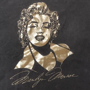 Vintage 80s? Marilyn Monroe Black Gold Foil Classic Pinup Model Adult Size M - Picture 1 of 7
