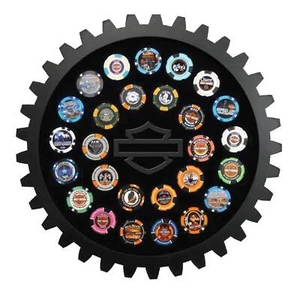 Harley-Davidson Sprocket Bar & Shield Logo Poker Chip Frame - Holds 26 Chips - Picture 1 of 2