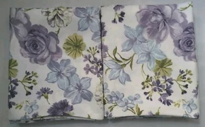 2 Pillowcases White W/ Multi-color Purples & Blues.  100% Polyester. Stan/queen - Picture 1 of 7