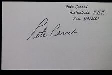 Pete Carril CHOF Princeton Coach Autographed Signed 3x5 Index Card 16L