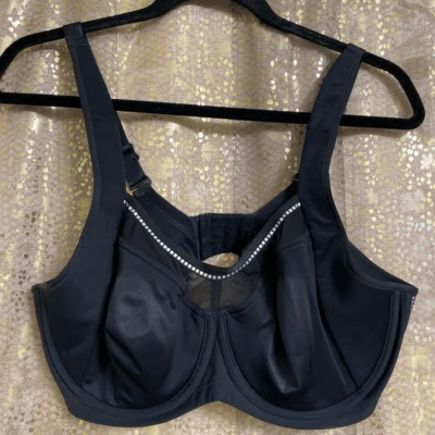 Sujetador deportivo Bendon Sport Extreme Out con aros negro/plateado 38DD NUEVO SIN ETIQUETAS Foto 1 de 4