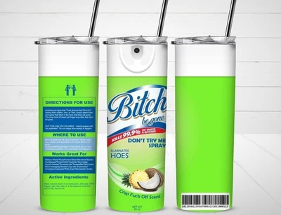 B*tch Be Gone Lysol спрей 20 унций изолированный стакан из нержавеющей стали с соломой - Изображение 1 из 3