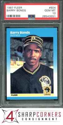 Fleer #604 Barry Bonds 1987 radiocontrol piratas PSA 10 Foto 1 de 4