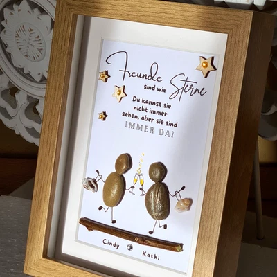 Steinbild, Freunde sind wie Sterne 🌟 u.v.m handmade  Geschenke von LAIFSTEIL - Bild 1 von 4