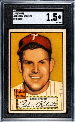 1952 Topps Robin Roberts #59 Red Back SGC 1.5 - Image 1 of 2