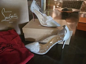 Christian Louboutin Size 38 Degrastrass PVC Clear Chrystal Heels - Picture 1 of 7