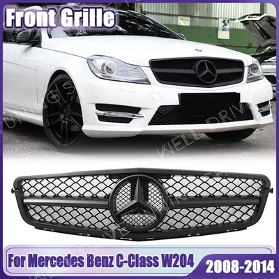 Matte Black Front Grille W/Star For Mercedes Benz W204 08-14 C200 C230 C250 C280 Foto 1 de 4
