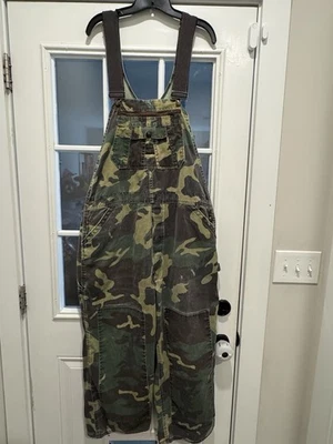 Vintage Liberty Overalls USA Made Woodland Green Camo Men’s 40x29  Double Knee - Image 1 of 4