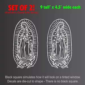 Virgin Mary Guadalupe Setof2 Decals Stickers (4.5"x9") - Picture 1 of 1