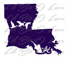 Louisiana State Silhouette with Ducks & Duck Hunter Vinyl Decal Sticker Hunting