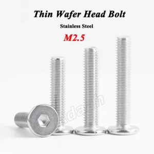 M2.5 Ultradünner Waffel Flachkopf Low Profile Schrauben Bolzen Inbusschlüssel A2 Edelstahl - Bild 1 von 23