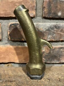 Original Early Brass Visible Gas Pump Banana Nozzle 1.25” Threads Reduced To 1”