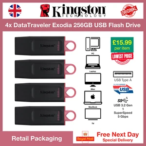 4x Kingston DataTraveler Exodia 256GB USB 3.2 Gen 1 Flash Drive, FREE NEXT DAY D - Picture 1 of 6