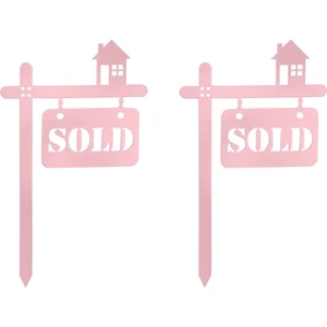Sold Celebratory Themed Rose Gold Cake Topper for New Home Owners (Pack of 2) - Picture 1 of 5