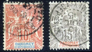 FRENCH DAHOMEY 1899 Tablet Key-Types 10c. & 15c. SG 5 & SG 6 VFU - Picture 1 of 2