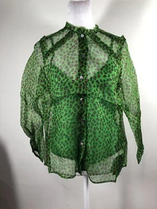 Love Binetti Women's Medium Blouse 100% Silk Colorful Long Sleeve XS - Picture 1 of 9
